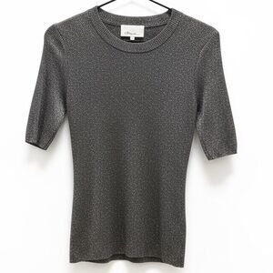 Philip lim 3.1 shimmer grey crew 3/4 sleeves knit top medium